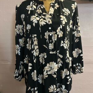 Floral Black and White Women's Top